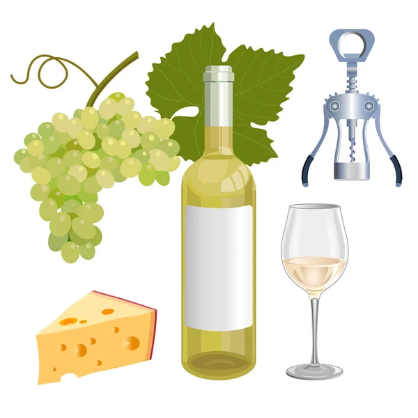 Stilla livet med vitt vin — Stock vektor