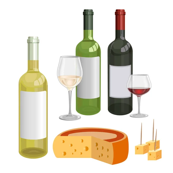 Вино и сыр — стоковый вектор