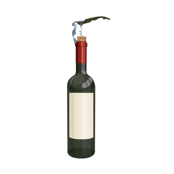 Entkorken einer Weinflasche — Stockvektor