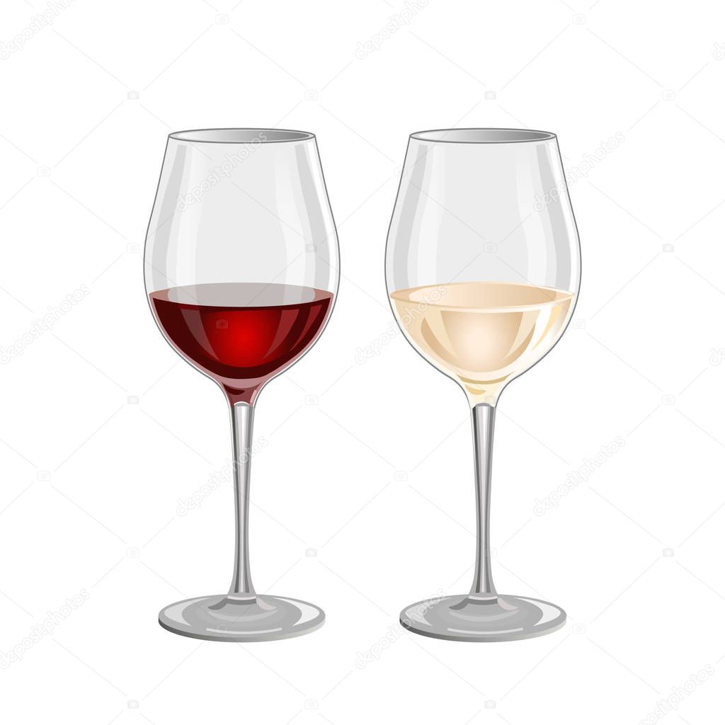 Glass of red and white wine