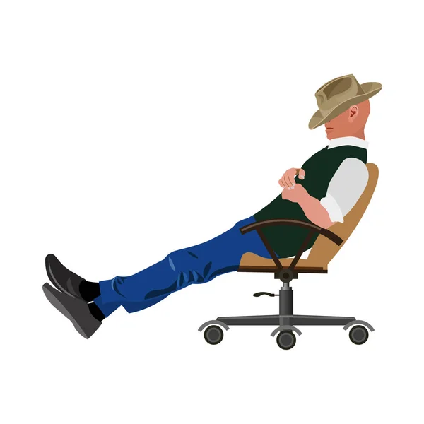 Hombre durmiendo en silla — Vector de stock