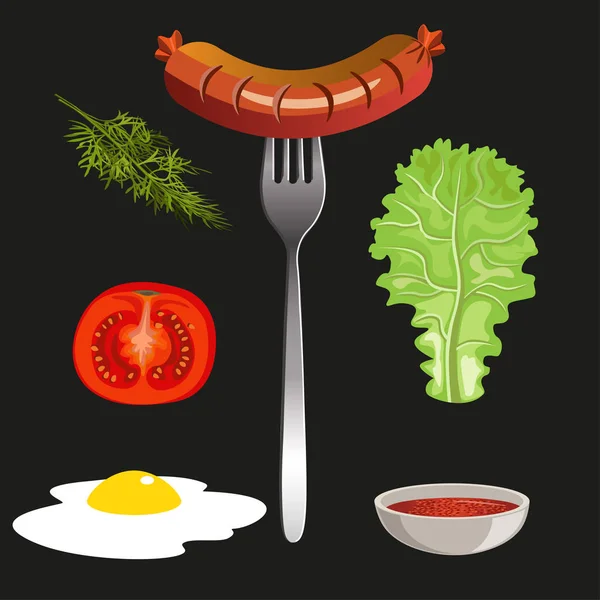 香肠的蔬菜 — 图库矢量图片