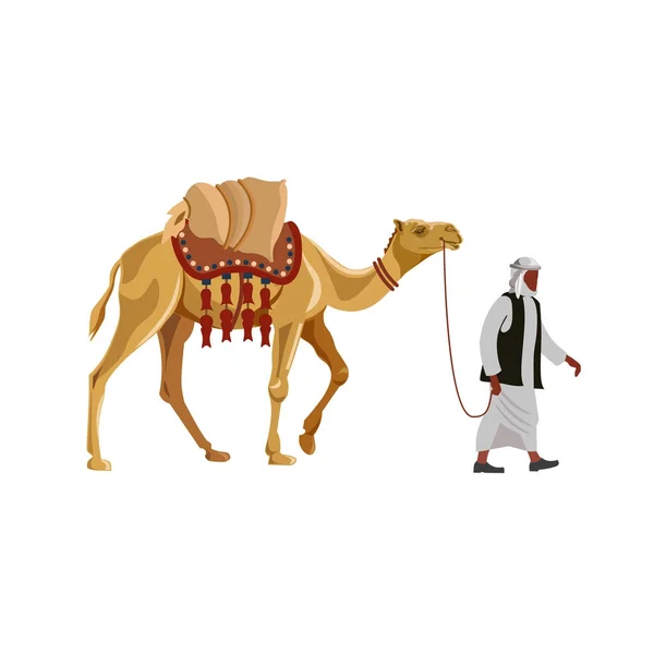 Arabische man met een kameel. — Stockvector