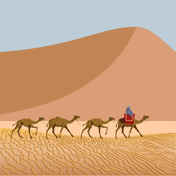 Caravana en el desierto — Vector de stock