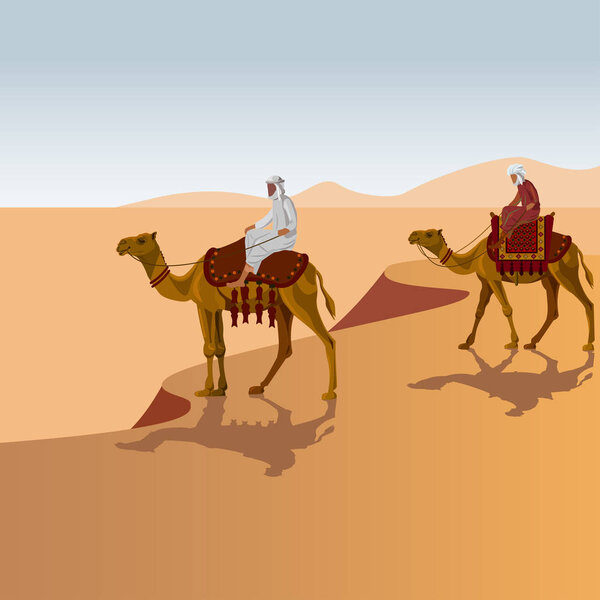 Арабы верхом на верблюде
