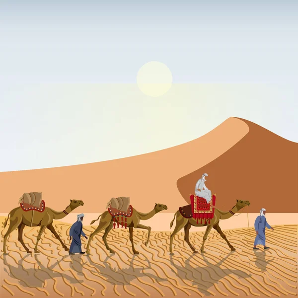 Caravan in the desert — Stock Vector