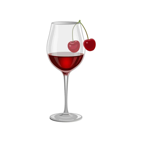 Copa de vino con cerezas — Archivo Imágenes Vectoriales
