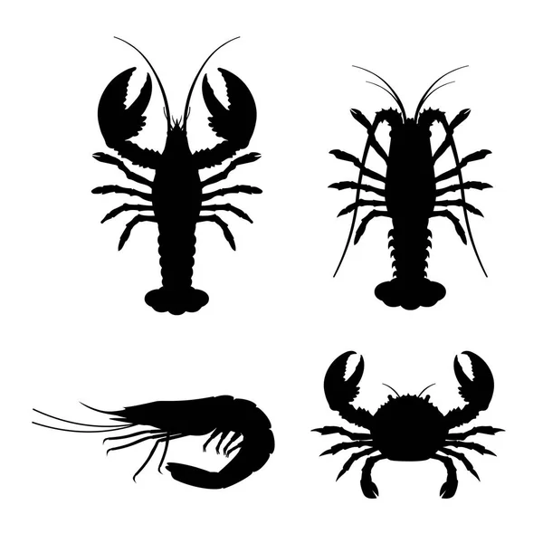 Vector silhouettes seafood — Stock Vector