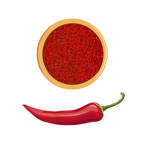 Pimienta roja fresca y en polvo — Vector de stock