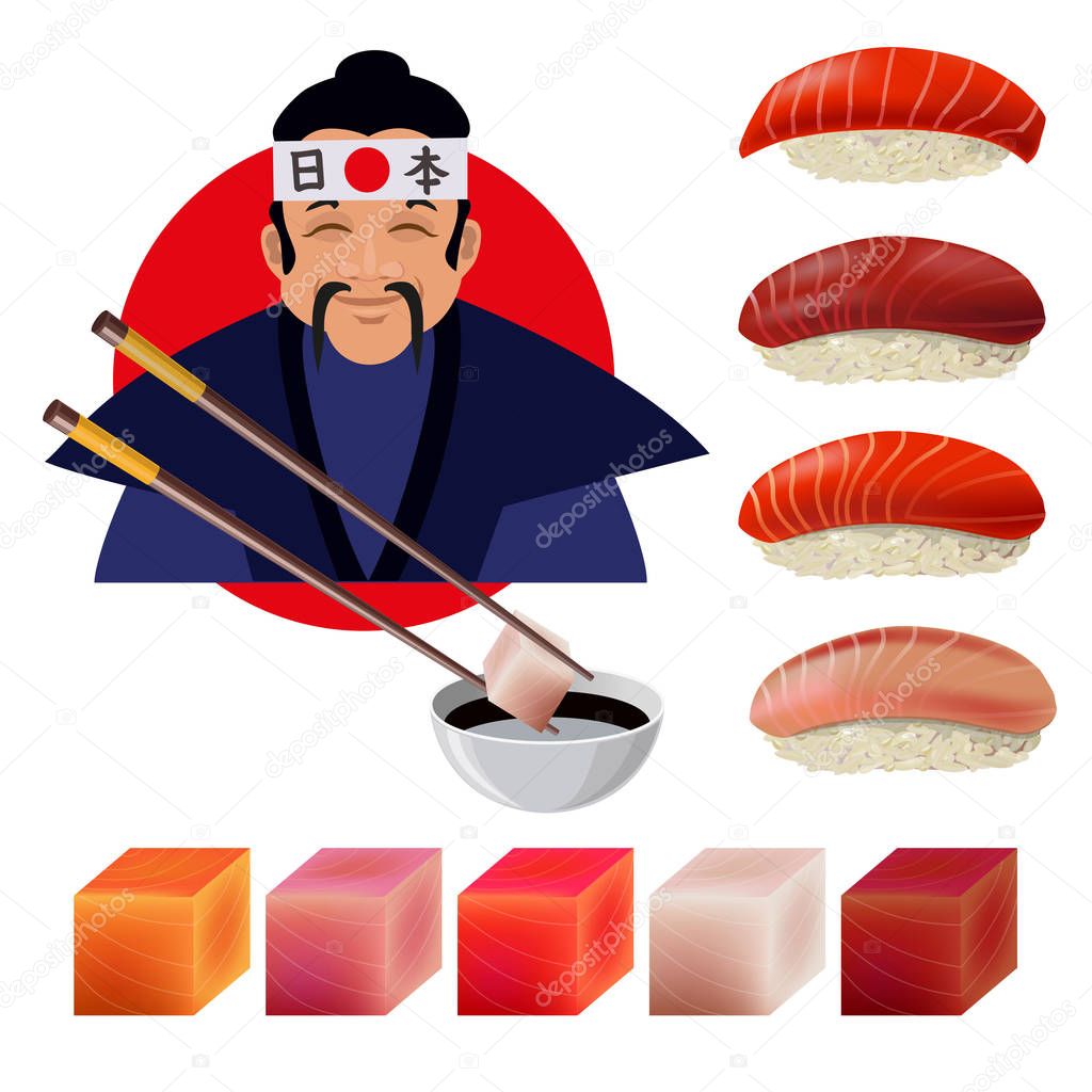 Sushi set vector