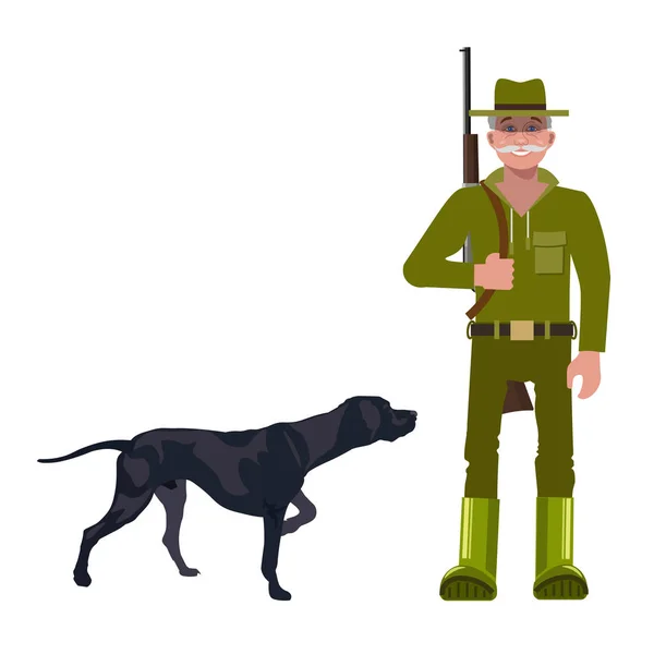 Hunter con perro de caza — Archivo Imágenes Vectoriales