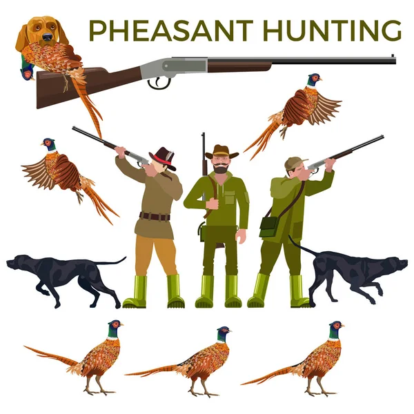 Pheasant hunting vector — Stock Vector