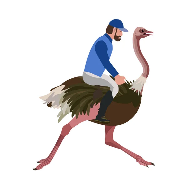 Homem montando um avestruz — Vetor de Stock