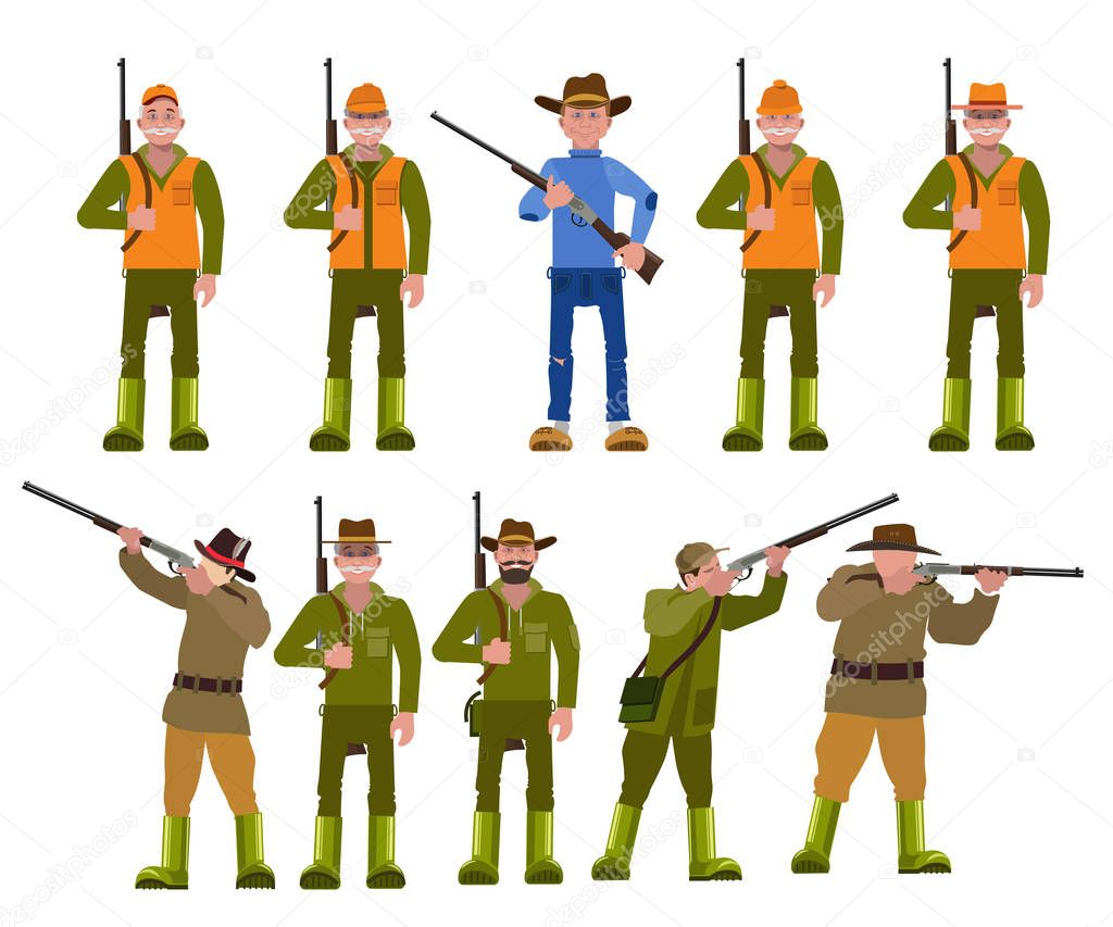 Set of vector hunters