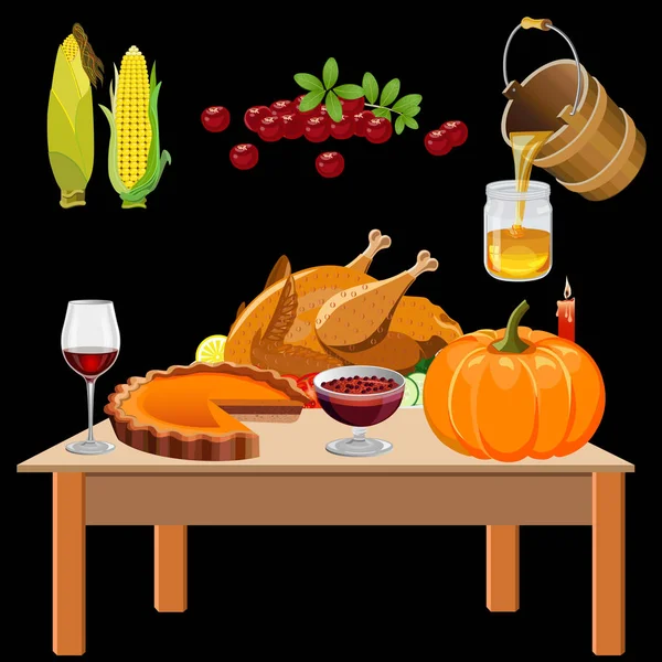 Thanksgiving middag inställd — Stock vektor