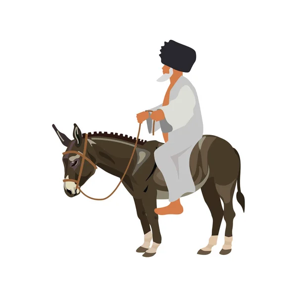 Man riding donkey — Stock Vector