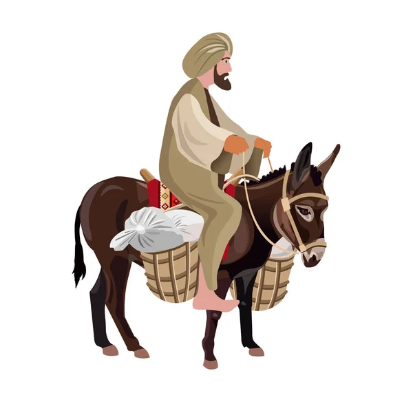 Man riding donkey — Stock Vector