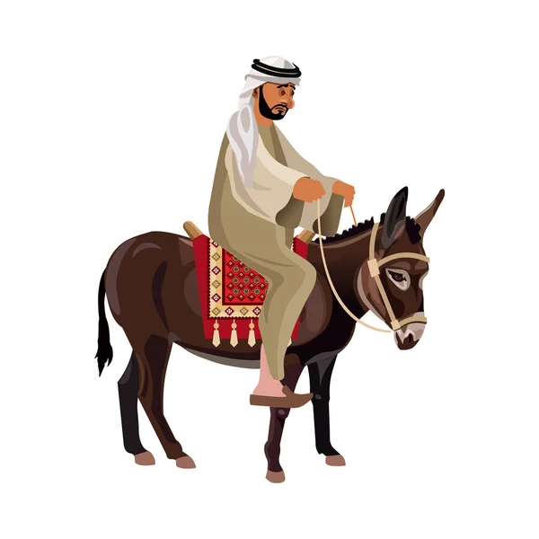 Hombre montando burro — Vector de stock