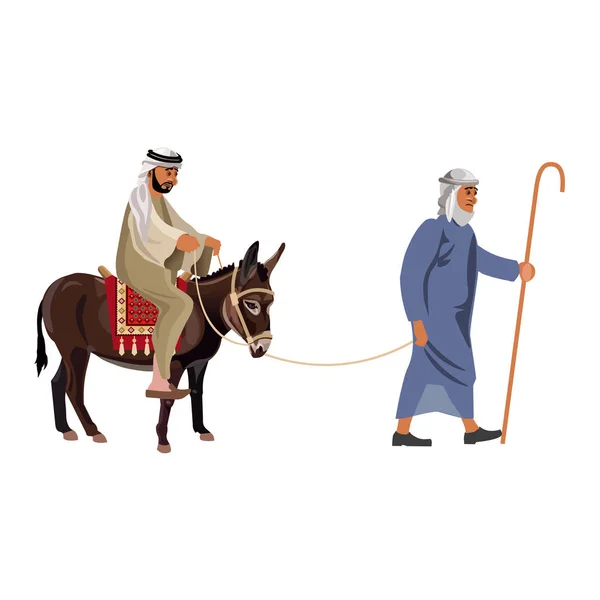 Mann führt einen Esel — Stockvektor