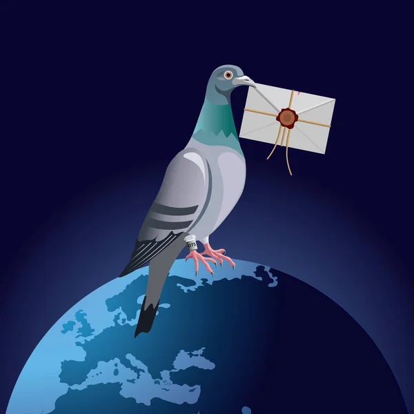 Почтовый голубь с письмом — стоковый вектор