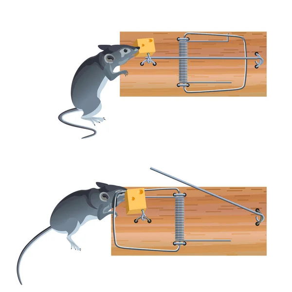 Piège à souris en action — Image vectorielle