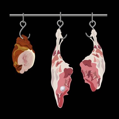 Meat hanging from hooks clipart