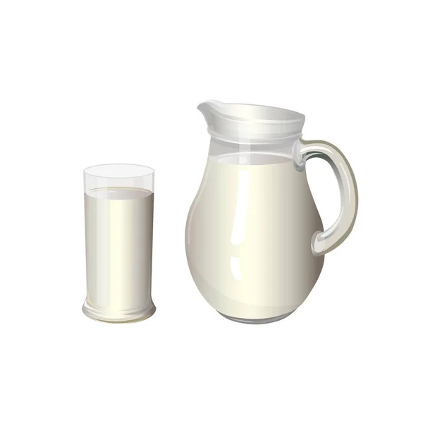 Mjölkkanna och glas — Stock vektor