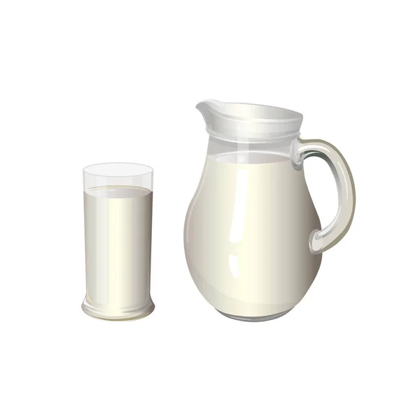 Milk jug and glass — Stock Vector