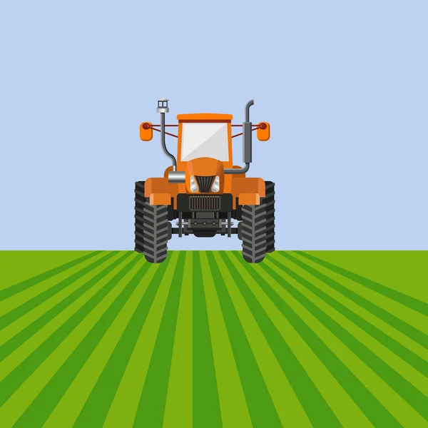 Tractor en el campo — Vector de stock