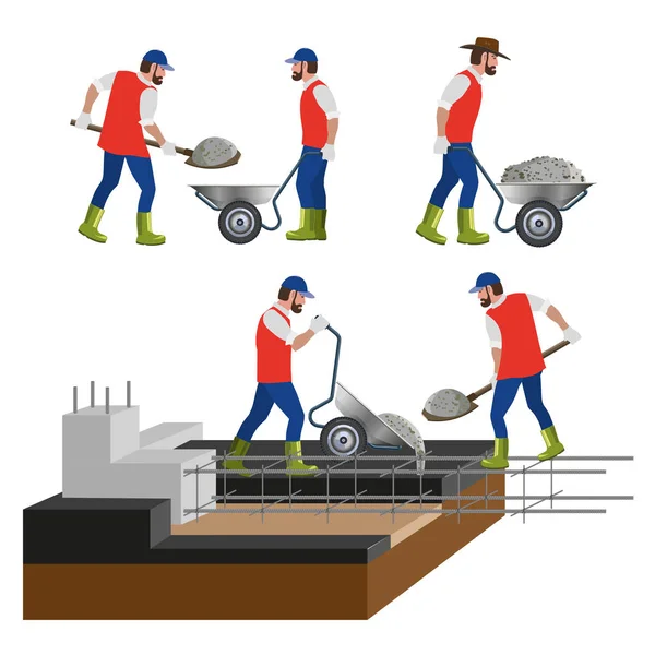 Travailleurs sur le chantier — Image vectorielle
