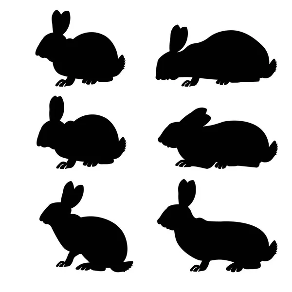 Ensemble de silhouettes de lapins — Image vectorielle