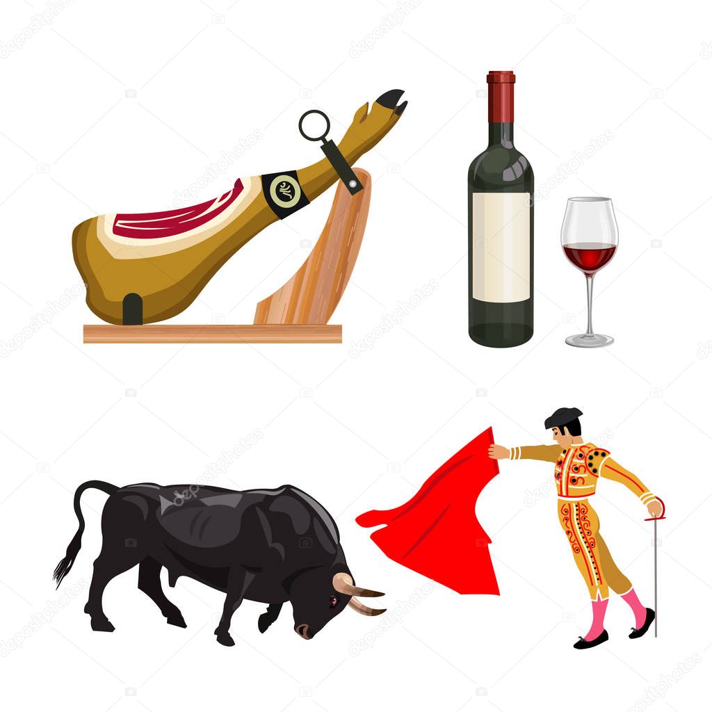 Spain traditional symbols set