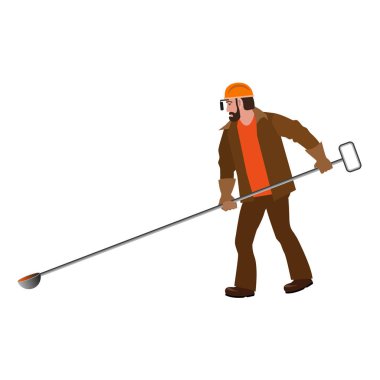 İşçi uzun test kaşık ile