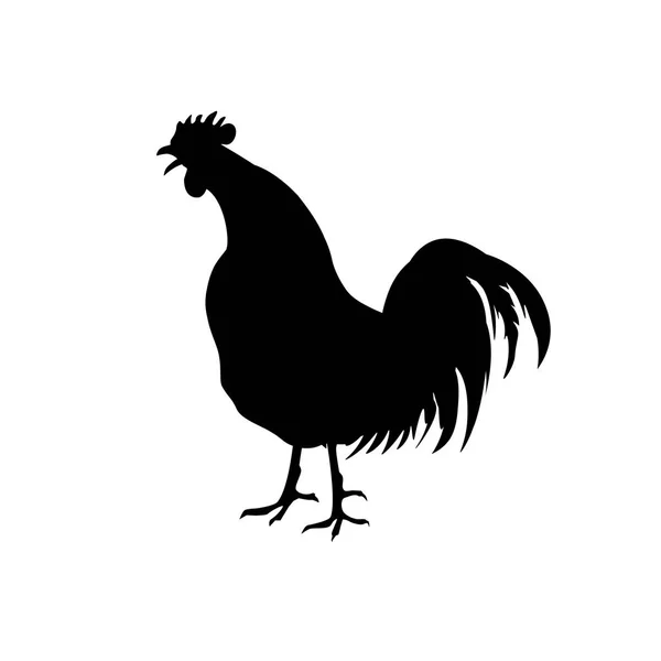 Rooster crowing silhouette — Stock Vector