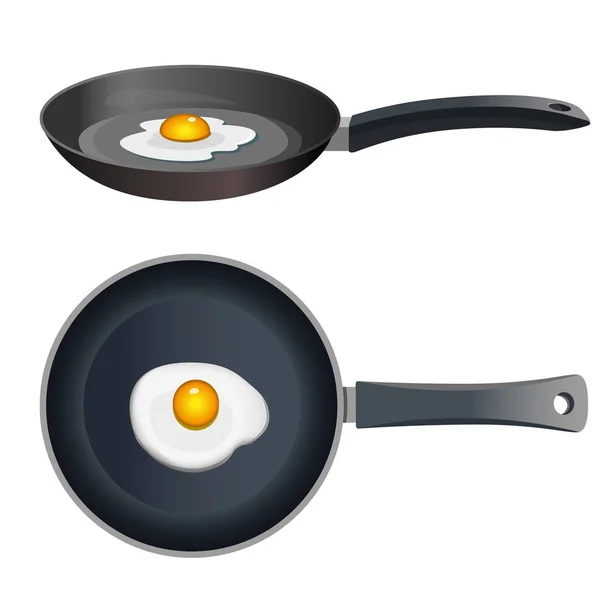 Fried egg on pan — Stock Vector