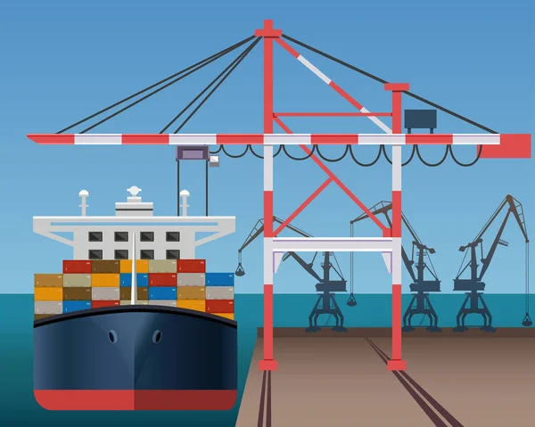 Sea cargo port — Stock Vector