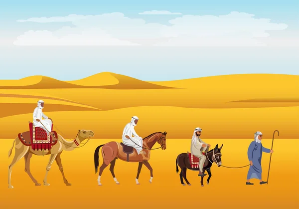 Carovana nel deserto — Vettoriale Stock