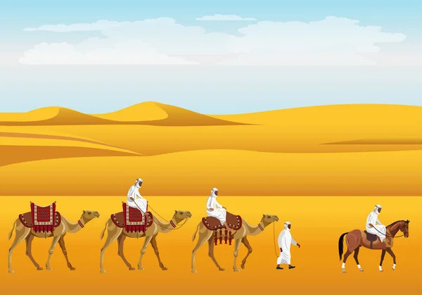 Karawane in der Wüste — Stockvektor