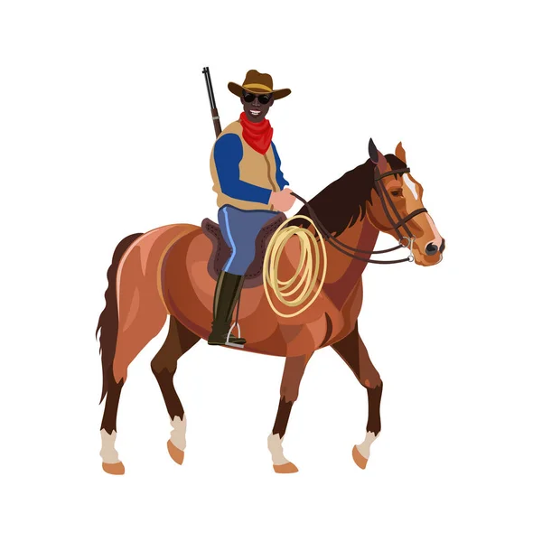 Vaquero a caballo — Vector de stock