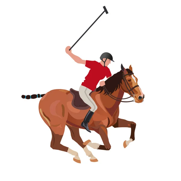 Polo speler berijden van een paard — Stockvector