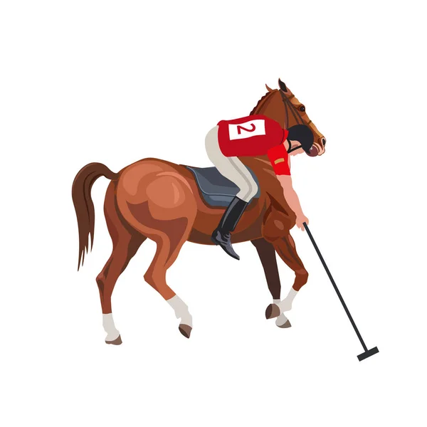 馬に乗ってポロ プレーヤー — ストックベクタ