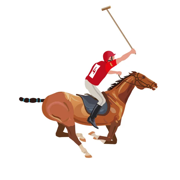 Polo player riding a horse — Stock Vector