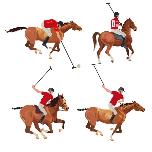 Polo players set — Stock Vector