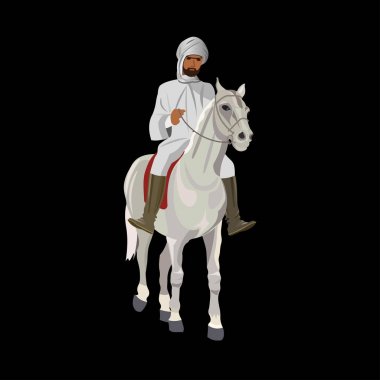 Arab rider on horse clipart