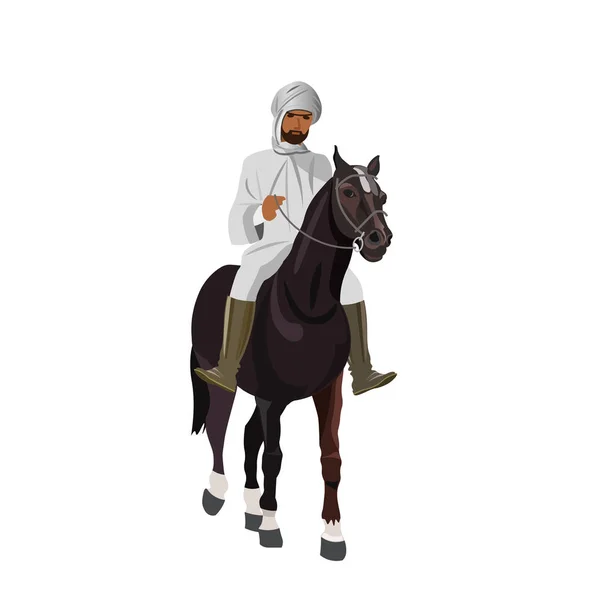 Cavaleiro árabe a cavalo — Vetor de Stock