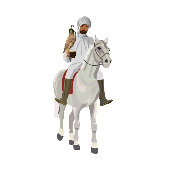Cavalier arabe sur la fauconnerie — Image vectorielle