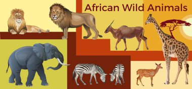 Afrika vahşi yaşamı, gerçekçi bir şekilde vektör görüntüsü