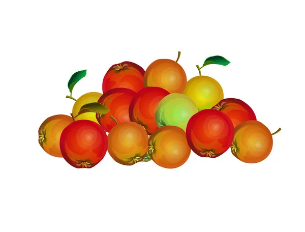 Un mucchio di mele rosse mature . — Vettoriale Stock