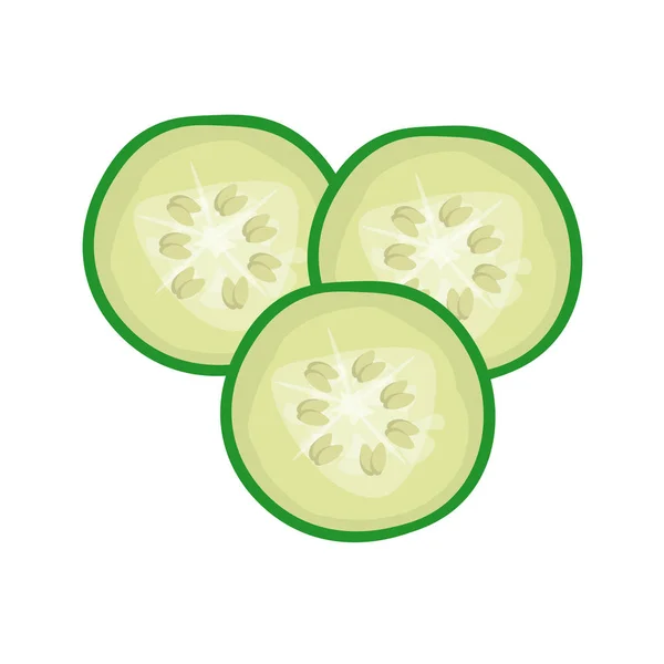 Three slices of cucumber, vector in flat style — Stock Vector