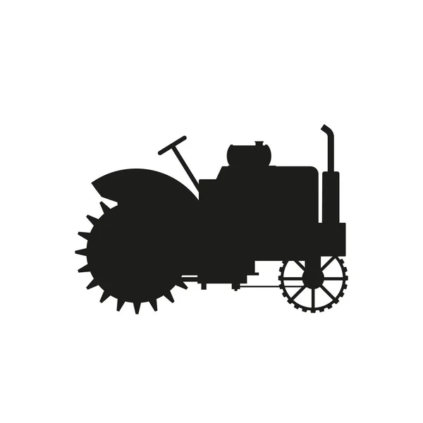 Oldtimer Traktor Silhouette Vektor Illustration Isoliert Auf Weißem Hintergrund — Stockvektor